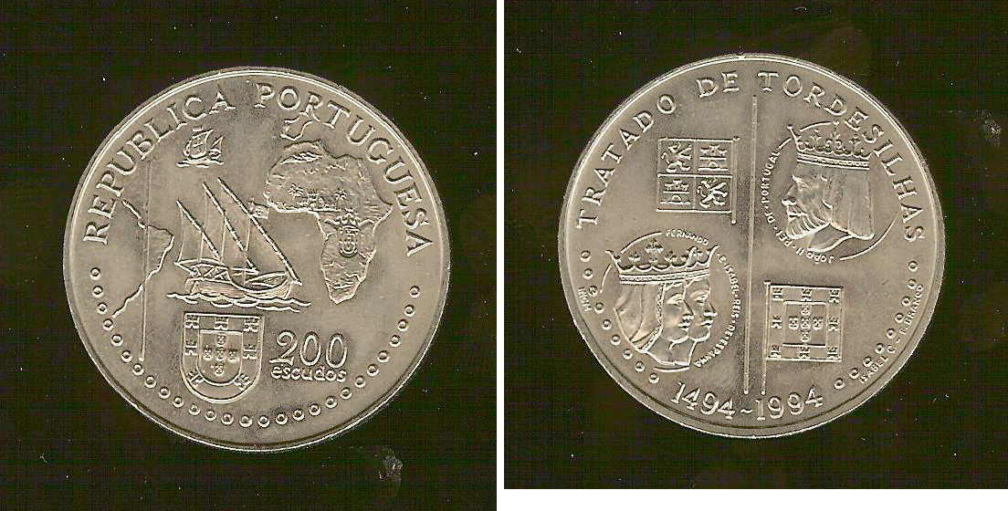 Portugal 200 escudos Tordesilhas 1994 SPL+